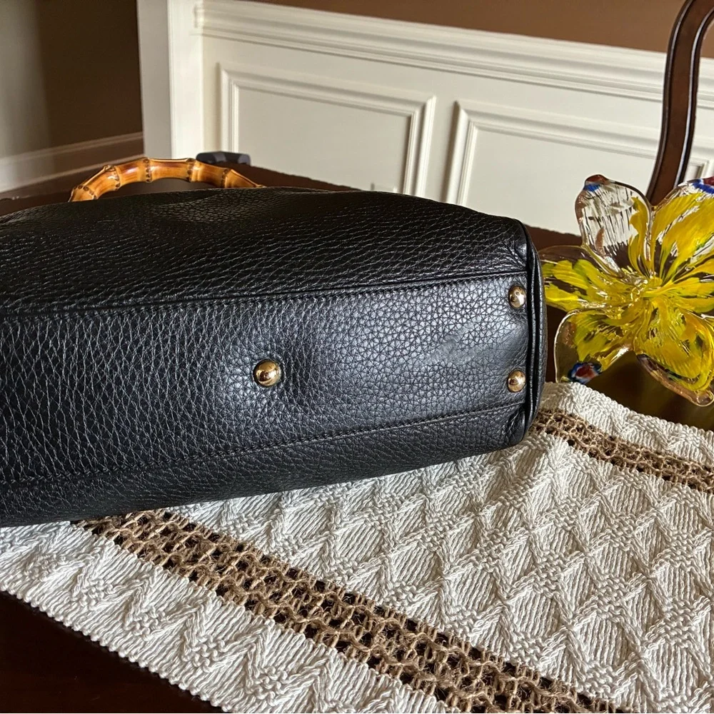 Gucci Taurillon Black Leather, Bamboo Top Handles/Shoulder Bag Tote - Picture 16 of 16
